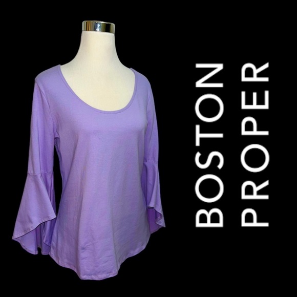 Lavender Trumpet Sleeves Stretch Top - Picture 1 of 5